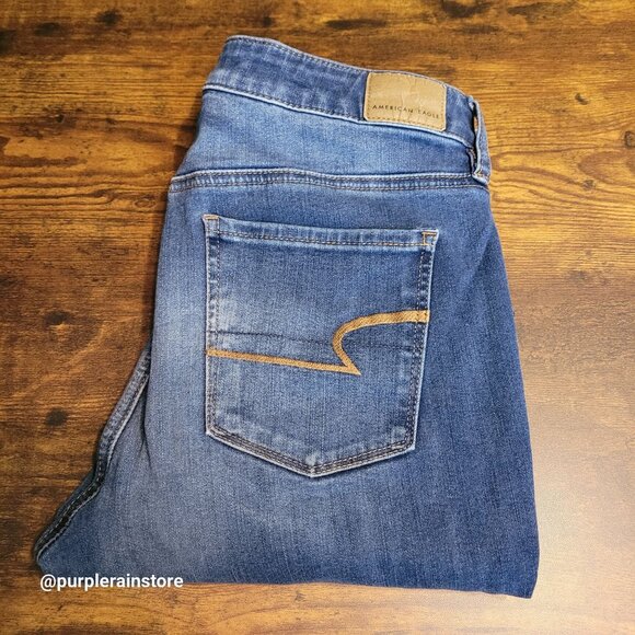 American Eagle Jeans 10 Hi Rise Jegging 360 Next Level Stretch Medium Dark Wash - Picture 3 of 12